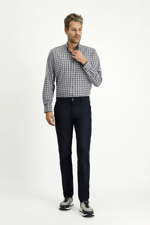 Koyu Lacivert Regular Fit Standart Kesim Likralı Kanvas / Chino Pantolon