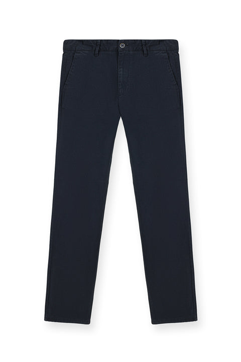 Koyu Lacivert Regular Fit Standart Kesim Likralı Kanvas / Chino Pantolon