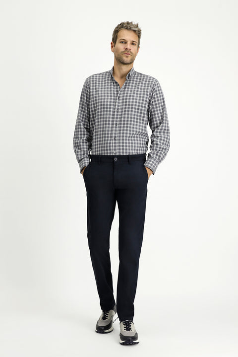 Koyu Lacivert Regular Fit Standart Kesim Likralı Kanvas / Chino Pantolon