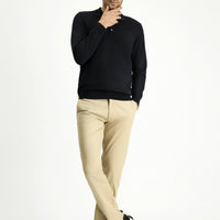 Medium Beige Relaxed Fit Stretch Canvas / Chino Trousers