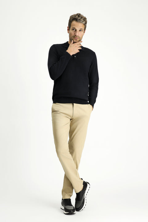 Medium Beige Slim Fit Stretch Canvas / Chino Trousers