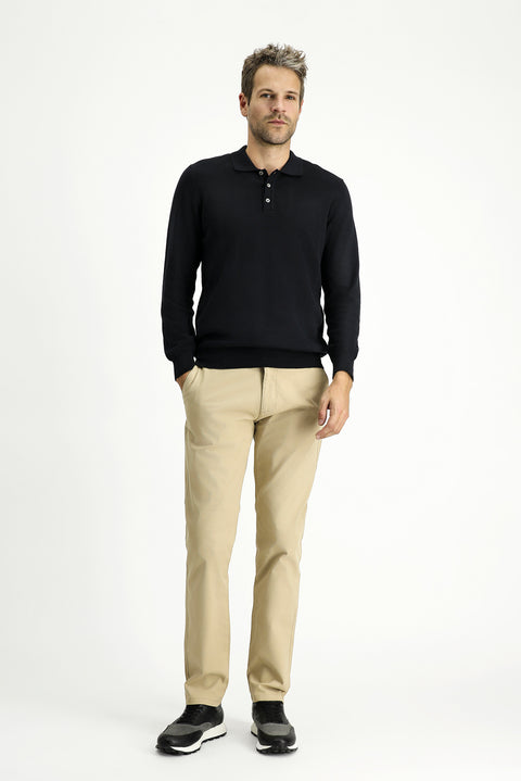 Medium Beige Relaxed Fit Stretch Canvas / Chino Trousers