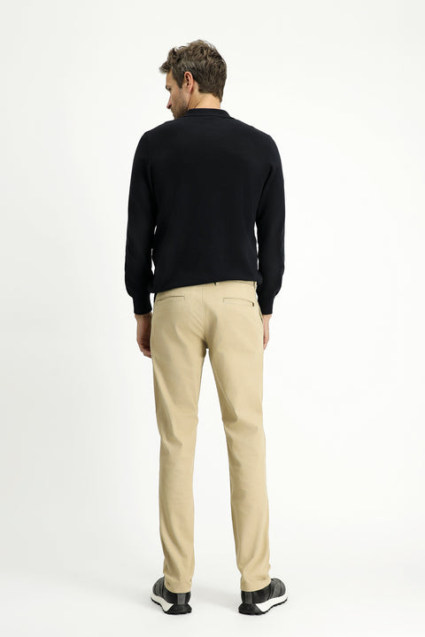 Medium Beige Relaxed Fit Stretch Canvas / Chino Trousers