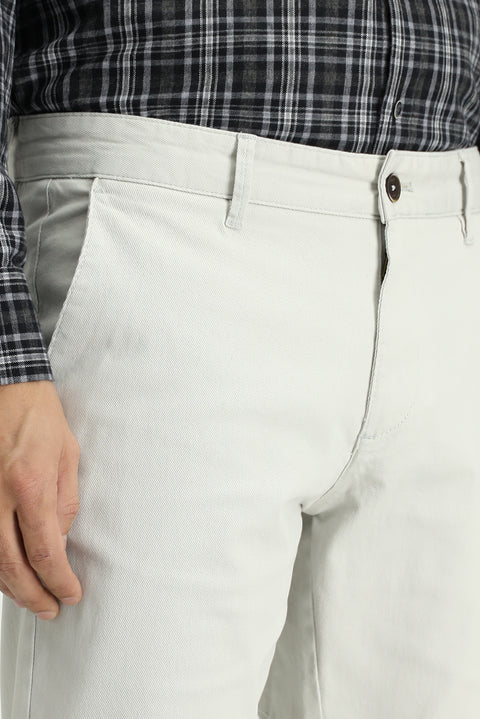 Stone Regular Fit Standard Cut Lycra Canvas / Chino Trousers