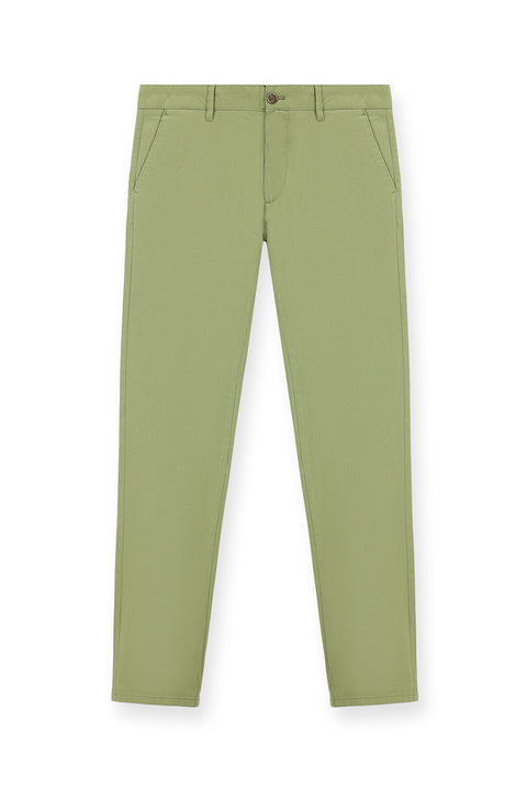 Yağ Yeşili-Olive Regular Fit Standart Kesim Likralı Kanvas / Chino Pantolon