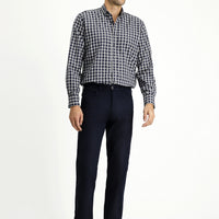Dark Navy Regular Fit Standard Cut Lycra Canvas / Chino Trousers