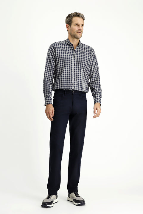 Dark Navy Regular Fit Standard Cut Lycra Canvas / Chino Trousers