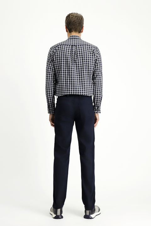Dark Navy Regular Fit Standard Cut Lycra Canvas / Chino Trousers
