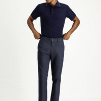Dark Navy Regular Fit Standard Cut Lycra Canvas / Chino Trousers