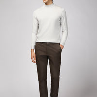 Dark Brown Regular Fit Standard Cut Lycra Canvas / Chino Pants