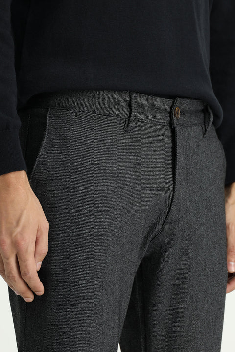 Medium Anthracite Regular Fit Standard Cut Stretchy Canvas / Chino Trousers