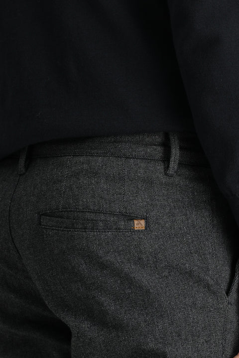 Medium Anthracite Regular Fit Standard Cut Stretchy Canvas / Chino Trousers
