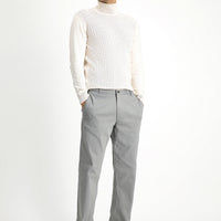 Medium Gray Regular Fit Standard Cut Patterned Lycra Canvas / Chino Trousers