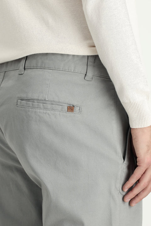 Medium Gray Regular Fit Standard Cut Patterned Lycra Canvas / Chino Trousers