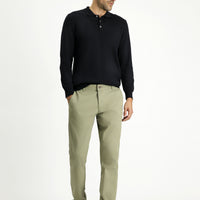 Medium Khaki Regular Fit Standard Cut Patterned Lycra Canvas / Chino Trousers