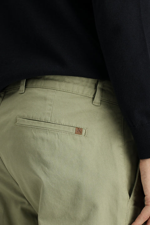 Medium Khaki Regular Fit Standard Cut Patterned Lycra Canvas / Chino Trousers