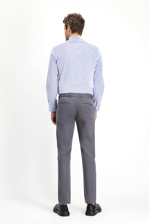 Medium Grey Slim Fit Stretch Canvas / Chino Trousers