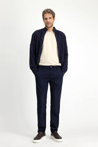  Koyu Lacivert Slim Fit Dar Kesim Likralı Kanvas / Chino Pantolon