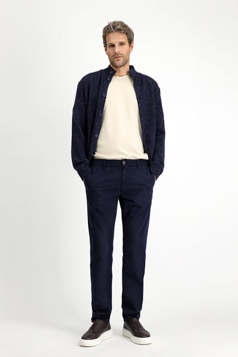 Dark Navy Blue Slim Fit Stretch Canvas / Chino Trousers