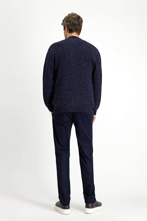 Koyu Lacivert Regular Fit Standart Kesim Likralı Kanvas / Chino Pantolon