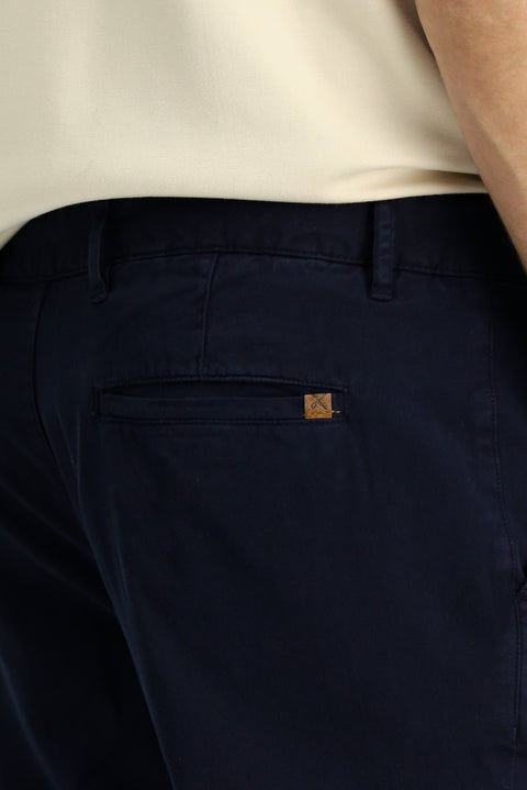 Koyu Lacivert Regular Fit Standart Kesim Likralı Kanvas / Chino Pantolon