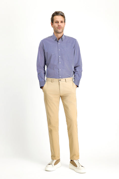 Medium Beige Slim Fit Stretch Canvas / Chino Trousers
