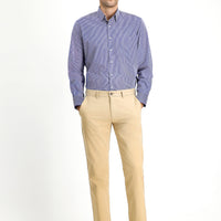 Mid-Beige Regular Fit Standard Cut Stretch Canvas / Chino Trousers