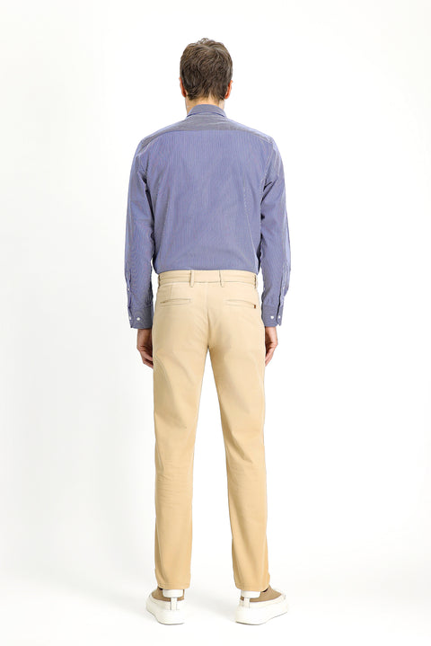 Medium Beige Slim Fit Stretch Canvas / Chino Trousers