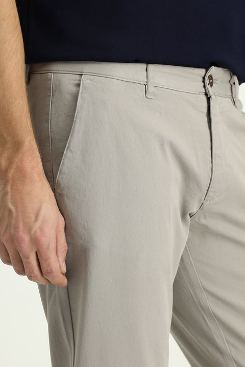 Mid Mink Regular Fit Standard Cut Lycra Canvas / Chino Trousers