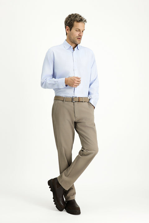 Dark Mink Regular Fit Standard Cut Lycra Canvas / Chino Trousers