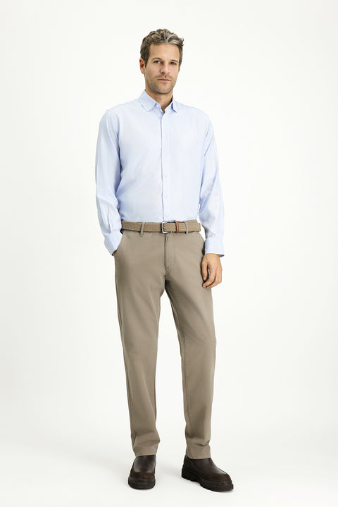 Dark Mink Regular Fit Standard Cut Lycra Canvas / Chino Trousers