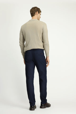  Orta Lacivert Regular Fit Standart Kesim Desenli Likralı Kanvas / Chino Pantolon