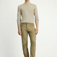 Mid Beige Regular Fit Standard Cut Patterned Lycra Canvas / Chino Trousers