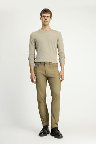  Orta Bej Regular Fit Standart Kesim Desenli Likralı Kanvas / Chino Pantolon