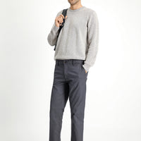 Medium Gray Regular Fit Standard Cut Patterned Lycra Canvas / Chino Trousers