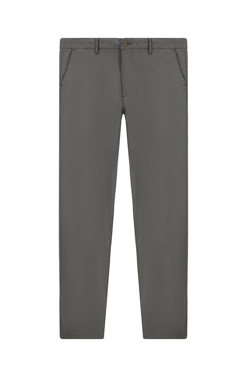 Medium Gray Regular Fit Standard Cut Patterned Lycra Canvas / Chino Trousers