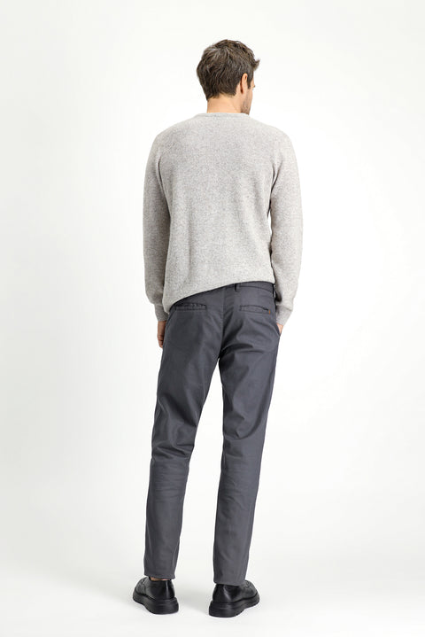 Medium Gray Relaxed Fit Patterned Lycra Canvas / Chino Trousers