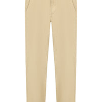 Light Beige Relaxed Fit Patterned Lycra Canvas / Chino Trousers