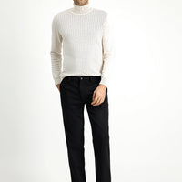 Black 7 Drop Slim Fit Narrow Cut Lycra Knit Classic Fabric Trousers