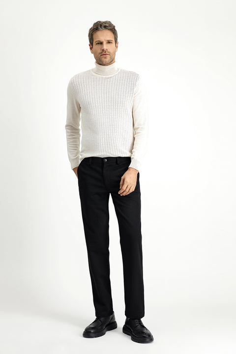 Black 7 Drop Slim Fit Narrow Cut Lycra Knit Classic Fabric Trousers