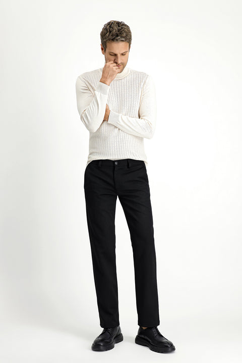 Black 7 Drop Slim Fit Narrow Cut Lycra Knit Classic Fabric Trousers
