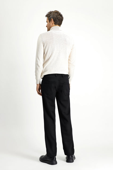 Black 7 Drop Slim Fit Narrow Cut Lycra Knit Classic Fabric Trousers