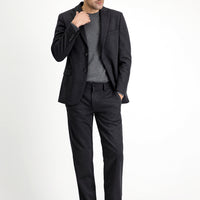 Dark Anthracite 7 Drop Slim Fit Narrow Cut Lycra Knit Classic Fabric Trousers