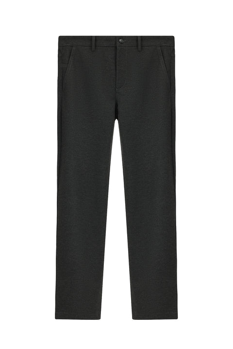 Dark Anthracite 7 Drop Slim Fit Narrow Cut Lycra Knit Classic Fabric Trousers