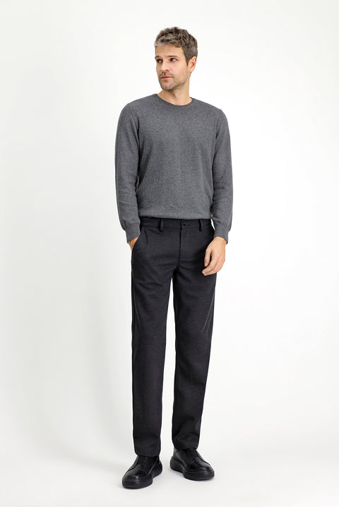 Dark Anthracite 7 Drop Slim Fit Narrow Cut Lycra Knit Classic Fabric Trousers