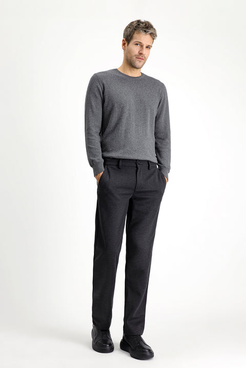 Dark Anthracite 7 Drop Slim Fit Narrow Cut Lycra Knit Classic Fabric Trousers