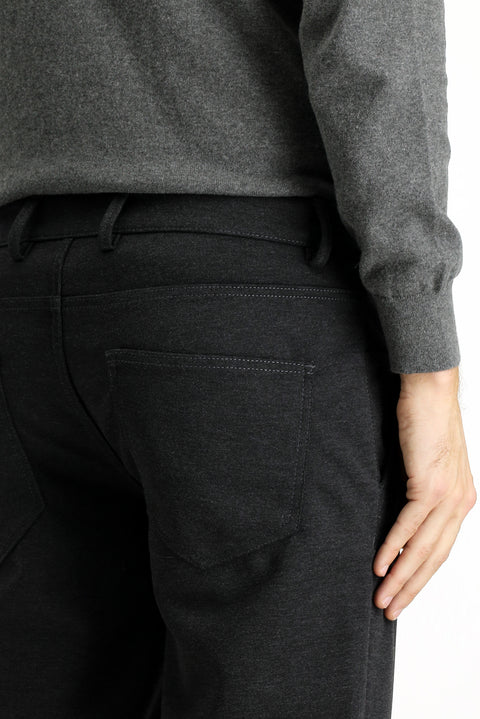 Dark Anthracite 7 Drop Slim Fit Narrow Cut Lycra Knit Classic Fabric Trousers