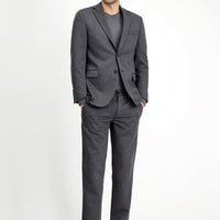 Medium Anthracite 7 Drop Slim Fit Narrow Cut Lycra Knit Classic Fabric Trousers