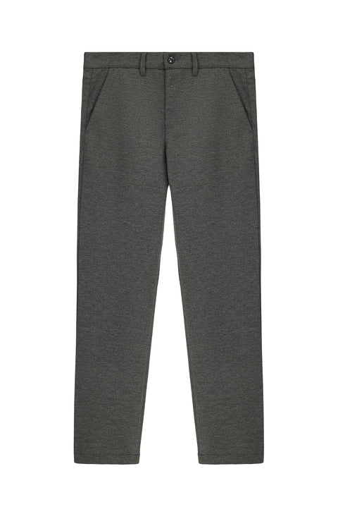 Medium Anthracite 7 Drop Slim Fit Narrow Cut Lycra Knit Classic Fabric Trousers