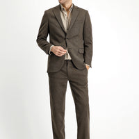 Dark Mink 7 Drop Slim Fit Narrow Cut Lycra Knit Classic Fabric Trousers